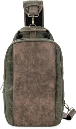 Vista 6 de Canvas Messenger Bag Sling Bag Crossbody Shoulder Bag for Men Women Travel Work Satchel Bags