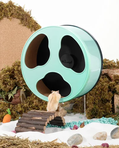 Vista 4 de Niteangel Rueda de ejercicio silenciosa para hámster, ruedas para hámster de la serie Clouds para hámsters sirios enanos, jerbos u otras mascotas