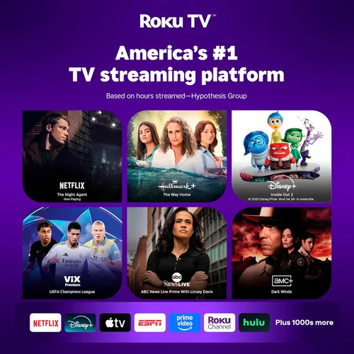 Vista 3 de Aurzen Roku - Proyector inteligente para TV con soporte plegable, Roku Streaming Experience integrado, 1080P FHD, Dolby Audio