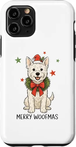 Vista 28 de Merry Woofmas White Terrier Dog Santa Hat Christmas Cute Dog Case for iPhone 15