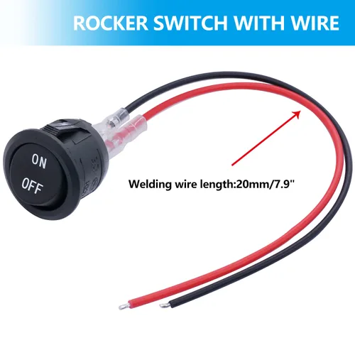 Vista 5 de Twidec/5Pcs 12V Interruptor basculante redondo AC 6A/250V 10A/125V SPST 2 pines 2 posiciones interruptor basculante de encendido/apagado para coche