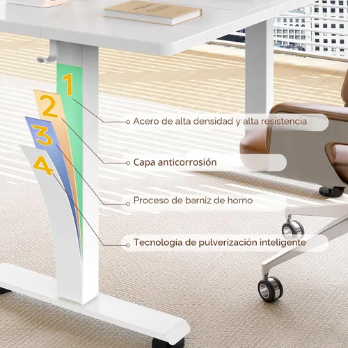 Vista 7 de Veken Escritorio eléctrico grande de pie de 47.2 pulgadas, mesa de juegos Blanco