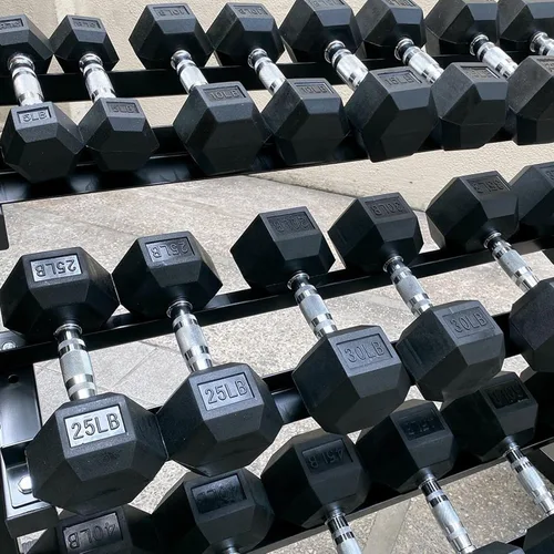 Vista 2 de 350/450/550 lbs Hex Weight Dumbbells Sets with Rack Rubber Encased Dumbbell Free Weights Set for Home Gym Weight Rack with Dumbbells Set
