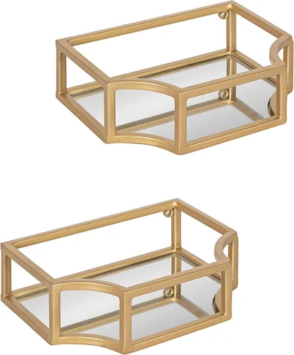 Kate and Laurel Ciel Glam - Aplique de pared, juego de 2, dorado, decoración de pared flotante moderna para exhibir