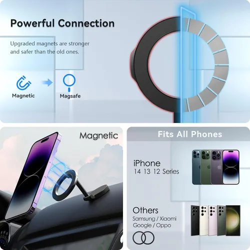 Vista 2 de CloudValley for MagSafe Car Mount, Strong Magnetic Metal iPhone Holder for Car Dashboard Accessories, [3M Tape] for iPhone 15 Pro Max/ 14 Plus