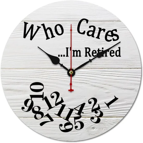 Vista 12 de Who Cares I'm Retired - Reloj de pared de madera para dormitorio, reloj de pared sin números, para colgar en la pared, sin tictac, para decoración