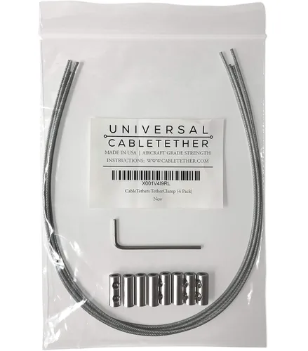 Vista 5 de Universal CableTether - TetherClamp (paquete de 4) – Resistente, reutilizable, ajustable, cable – Adaptadores seguros para pantalla de computadora