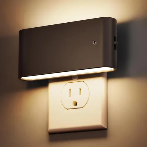 Vista 8 de Paquete de 2 luces LED nocturnas con sensor de movimiento, luces nocturnas de activación de movimiento enchufables en la pared, encendido y apagado