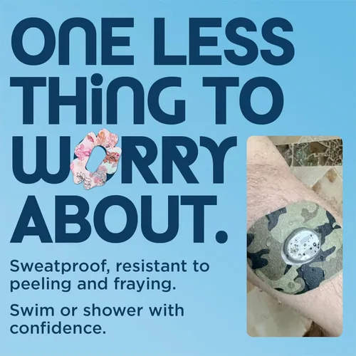 Vista 2 de ExpressionMed - Parches adhesivos para Omnipod (paquete de 5) - Impermeables y resistentes al sudor, cubiertas de sensor que no se deshilachan