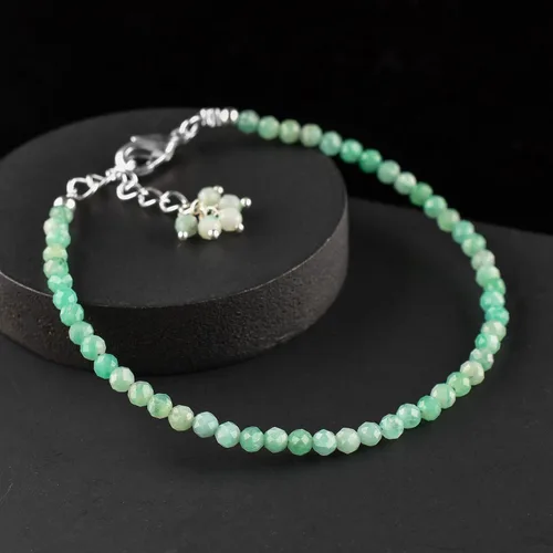 Vista 27 de Natural Gemstone Micro Round Beads Dainty Choker Bangle Bracelet, Handmade Jewelry for Women, Healing Chakra Crystals Silver Plated Chain 8 inch