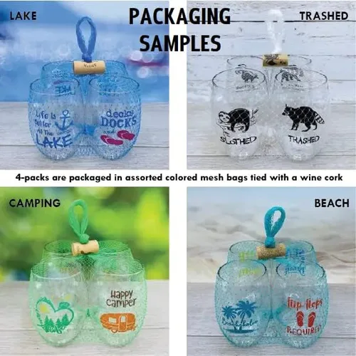 Vista 6 de Juego de 4 copas de vino de plástico inastillables de 16 onzas fabricadas en los Estados Unidos (LAKE)