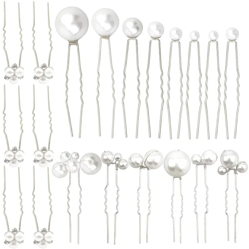 Vista 10 de 30 horquillas para el pelo de perlas de boda para novias, elegantes diamantes de imitación de perlas, horquillas para el cabello, accesorios
