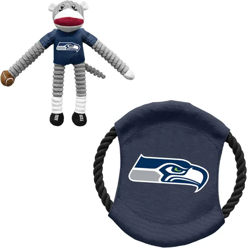 Vista 21 de Littlearth NFL Unisex NFL Sock Monkey and Flying Disc Pet Toy Combo Set