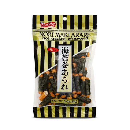 Shirakiku Galletas japonesas de arroz Nori Maki Arare con algas marinas | Arroz glutinoso, salsa de soja, trigo y algas marinas | Aperitivos