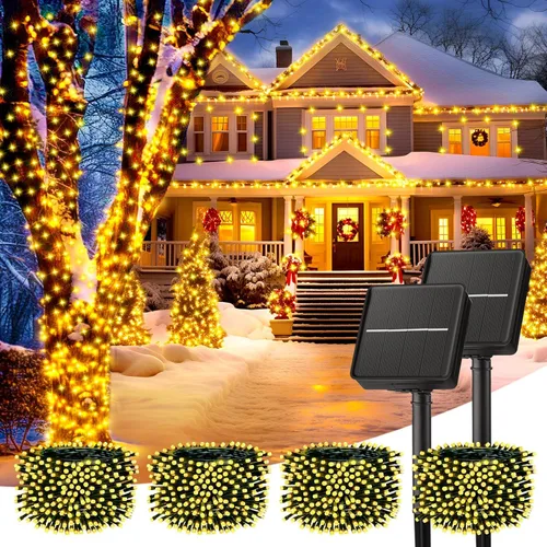 Vista 19 de Minetom Luces de Cadena Solares para Exteriores, 40 pies 100 Luces LED de Cadena Alimentadas por Energía Solar con 8 Modos de Iluminación, Luces