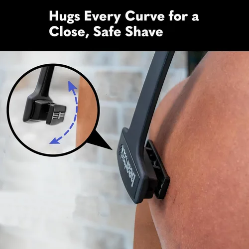 Vista 5 de Bearback Depilador de espalda para hombres – Navaja de bricolaje con cuchillas triples giratorias y mango plegable – Depilación húmeda o seca