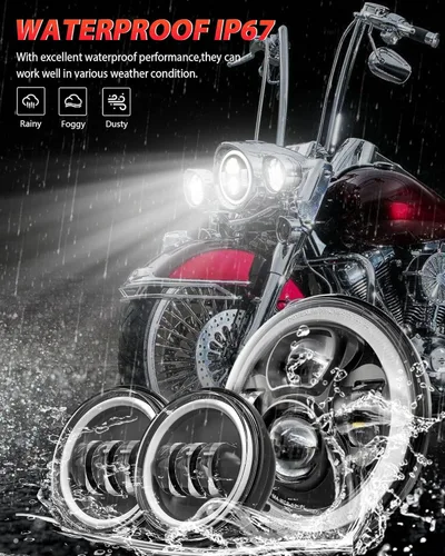 Vista 8 de XPCTD - Faro delantero LED de motocicleta de 7 pulgadas con lámparas de niebla de 4.5" compatibles con Harley Davidson Street Glide Road King