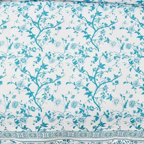Vista 9 de Dobuyly Juego de edredón floral tamaño Queen, 7 piezas de cama en una bolsa, tamaño Queen, juego de ropa de cama botánico de flores aguamarina sobre