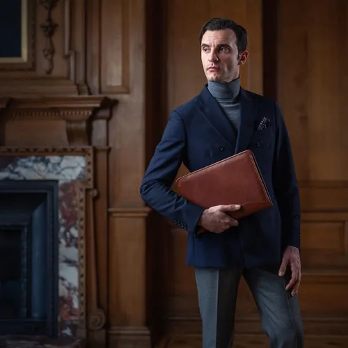 Vista 6 de Maxwell Scott Quality Leather Zipped Business Folder The Dimaro Handmade in Italy Night Black