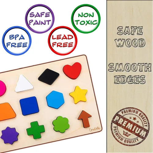 Vista 2 de Rompecabezas educativo de madera magnética - Aprende colores y juguete de reconocimiento de formas - Juego preescolar para niños pequeños