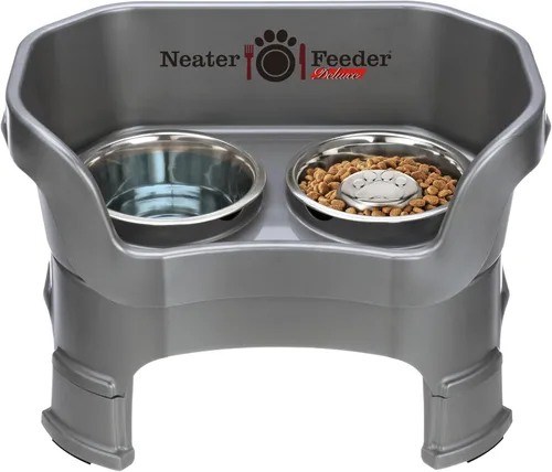 Vista 15 de Neater Feeder Deluxe - Tazones elevados para perros grandes a prueba de desorden – Fabricado en Estados Unidos – Soporte elevado para comida