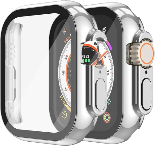 Vista 29 de Misxi - Juego de 2 fundas rígidas de policarbonato y protector de pantalla de vidrio templado compatibles con Apple Watch serie 9 (2023) serie 8