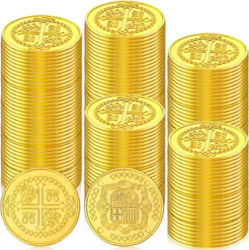 Hanaive 50 monedas de metal del tesoro, monedas piratas de metal, fichas de juego de monedas de oro falsas, doblón español, fichas del tesoro