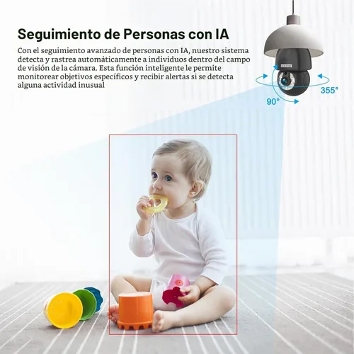 Vista 8 de EVERSECU HD 2K 3.0MP Wireless Lightbulb Security Camera with E27 Light Connector, Motion Auto Tracking PTZ, 2 Way Audio, Spotlight