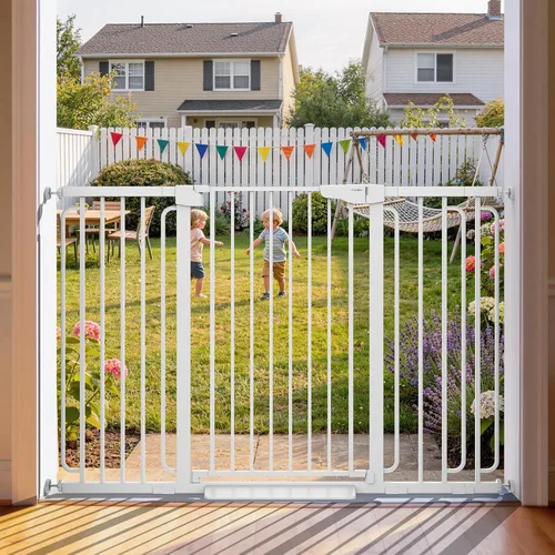 Vista 30 de Cumbor Puerta para bebés de 29.7 a 46 pulgadas para escaleras, ganadora de los premios Mom's Choice Awards - Puerta para perros con cierre