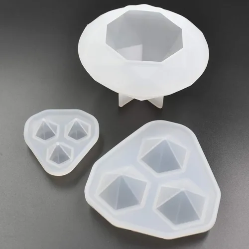 Vista 6 de 3 estilo de diamante en forma de epoxi molde resina DIY diamante fabricación de moldes de silicona kit