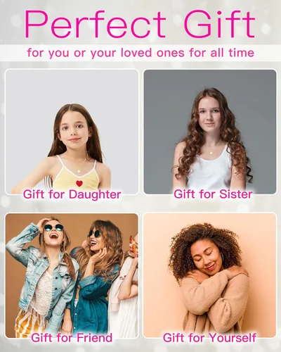 Vista 3 de MIDDLUX Collares con inicial para mujeres y niñas, delicado regalo personalizado hecho a mano para ella, collar con dije de moneda grabada de doble