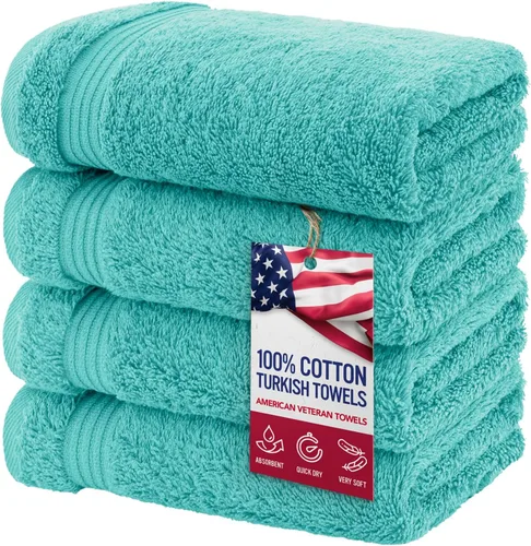 Vista 65 de Juego de toallas American Veteran Towel, de lujo, 6 piezas de algodón 100 % turco para máxima suavidad y absorción, para hotel y spa