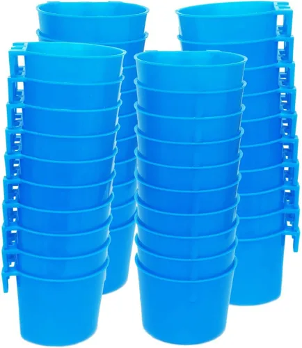 Vista 7 de Paquete de 10 jaulas para pájaros, comederos de semillas, plato de riego para alimentación de pollo, plato de riego para conejo, agua, alimentos