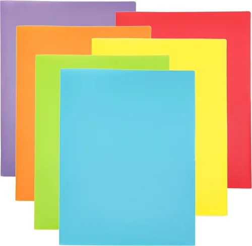 Youngever Paquete de 6 carpetas de plástico resistente con dos bolsillos, colores arcoíris, 2 carpetas de bolsillo