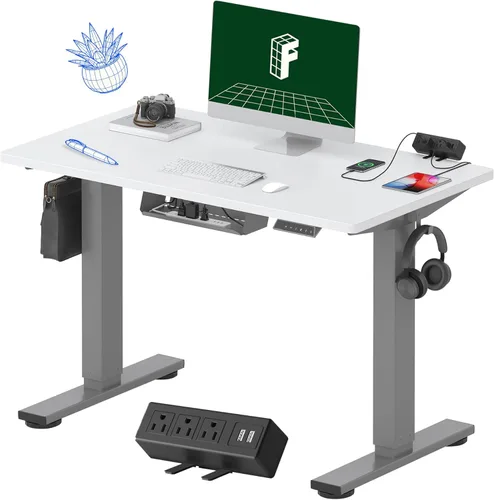 Vista 11 de FLEXISPOT EN2 Escritorio de pie de una pieza completa con regleta de alimentación de abrazadera, escritorio eléctrico de altura ajustable de 40 x 24