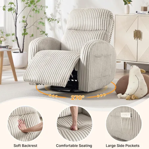 Vista 5 de Silla reclinable mecedora giratoria eléctrica, silla reclinable Gris Liight