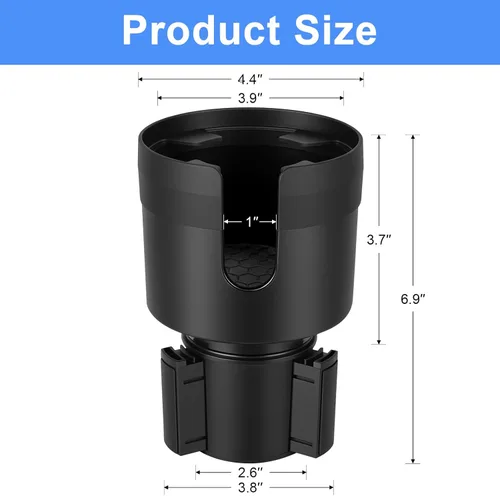 Vista 5 de Expansor de portavasos para automóvil, extensor de portavasos grande para automóvil con base ajustable, adaptador de soporte para botella de agua