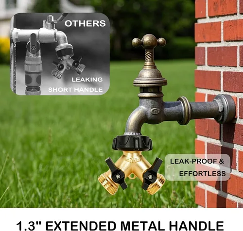 Vista 3 de LIULO TOOL Divisor de Manguera de Jardín de Latón de 2 Vías, Divisor en Y de Manguera de 3/4 Pulgadas, Conector de Manguera de Latón Resistente