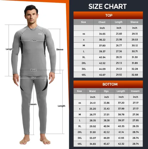 Vista 6 de CL convallaria Thermal Underwear Long Johns Set Mens Winter Hunting Gear Sport Base Layer Bottom Top XS-4XL