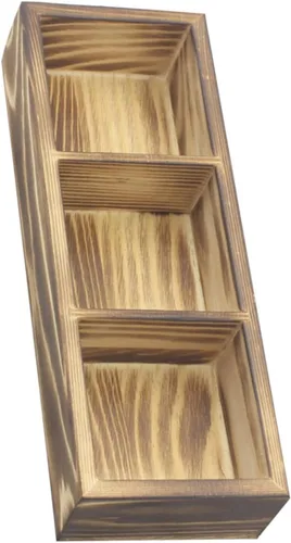 Wood Tea Bag Holder 3 Compartment Organizer for Countertop Display