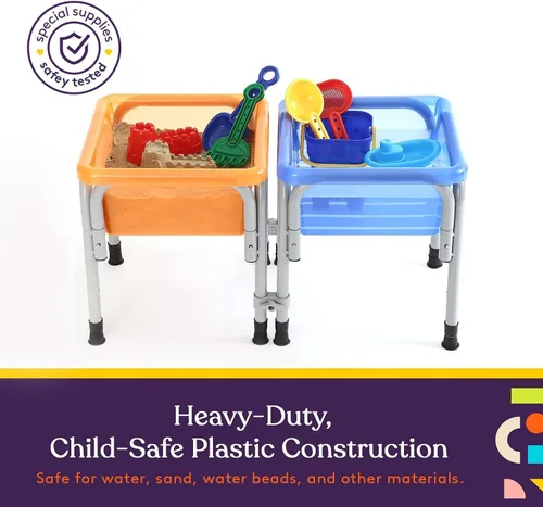 Vista 4 de Special Supplies Sensory Activity Table for Kids and Toddlers -with Plastic Buckets and Beach Toys for Interactive Learning - Water, Sand, and STEM