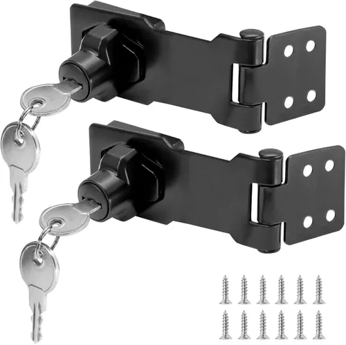 Vista 18 de 2 cerraduras de cerrojo con llave de 2.5 pulgadas, perilla giratoria de bloqueo con llave, cierres de seguridad de metal diferentes para puertas