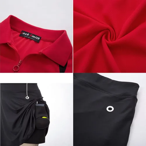 Vista 5 de JACK SMITH Conjunto de camisa de golf para mujer, 2 piezas, sin mangas, plisada, de secado rápido, con bolsillos, para atletismo, S-XXL