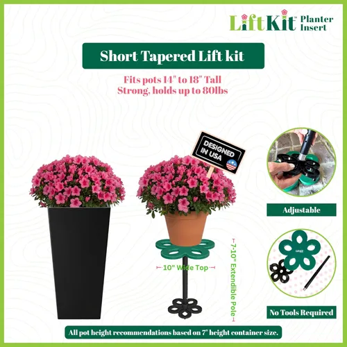 Vista 2 de Lift Kit Planter Insert Elevador corto cónico para plantas con parte inferior de macetas altas y recipientes grandes para plantas