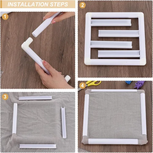 Vista 3 de PATIKIL Aros de bordado, marco universal de aro para bordar, reutilizable, cuadrado, rectangular, de plástico, para manualidades, costura