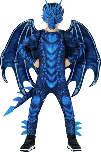 Morph Disfraz de dragón azul para niños, disfraz de dragón para niños, disfraces de Halloween para niños, disfraz de ala de dragón para niños