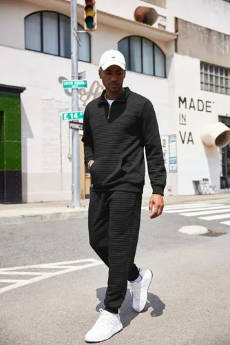 Vista 7 de COOFANDY Conjunto deportivo de 2 piezas para hombre, ajuste relajado, con media cremallera, para correr