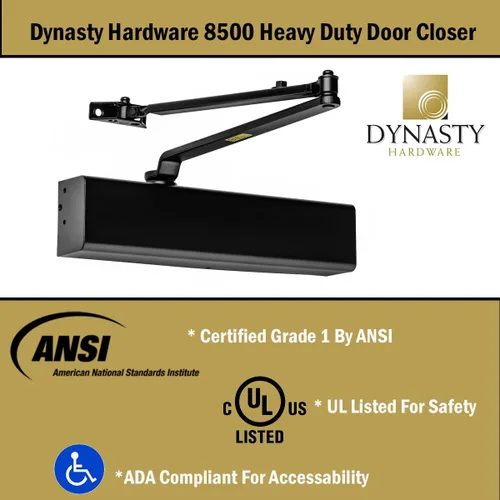 Vista 6 de Dynasty Hardware Cierrapuertas hidráulico comercial resistente grado 1, cierre automático, tamaño de resorte ajustable 1-6, compatible con ADA