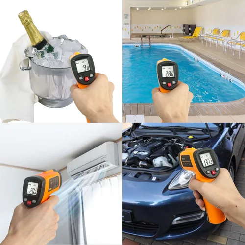 Vista 7 de Termómetro con forma de pistola, de temperatura, infrarrojo, sin contacto digital, láser, -58 °F a 1022 °F (-50 °C a 550 °C) con visualización LCD