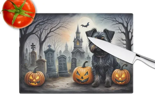 Vista 4 de Caroline's Treasures DAC2001LCB Affenpinscher - Tabla de cortar de vidrio de Halloween espeluznante, grande, decorativa, de vidrio templado, tabla